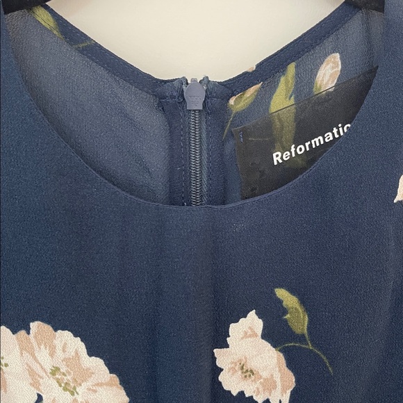 Reformation Navy Floral Long Sleeve Dress. - Picture 8 of 11